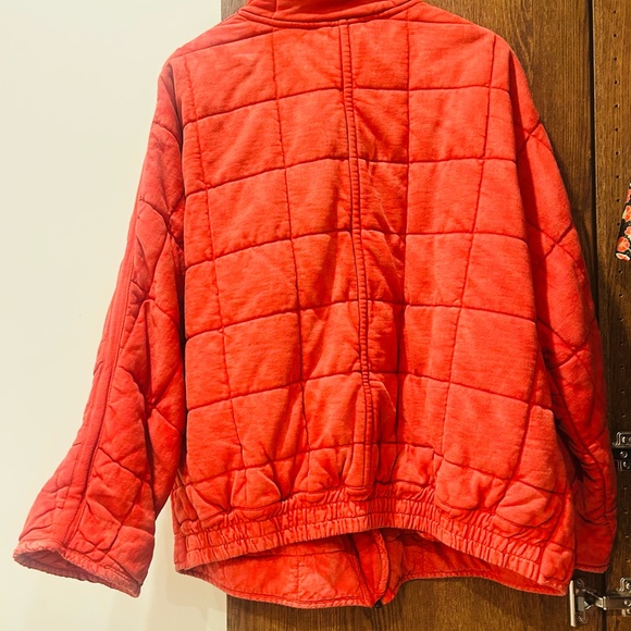 Free People Quilted Red Zip-Front Jacket - Picture 8 of 9